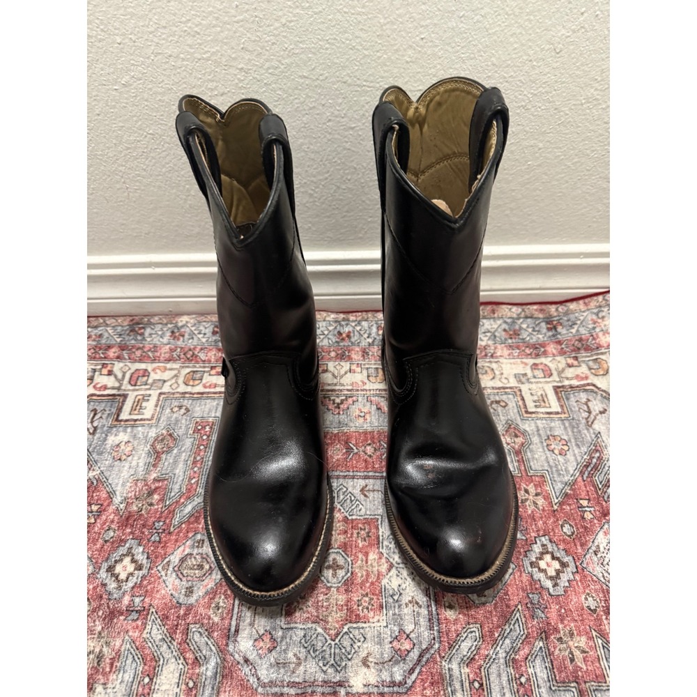 Justin Boots Mens Black Leather Western Cowboy Style JB3000 Size‎ 9D